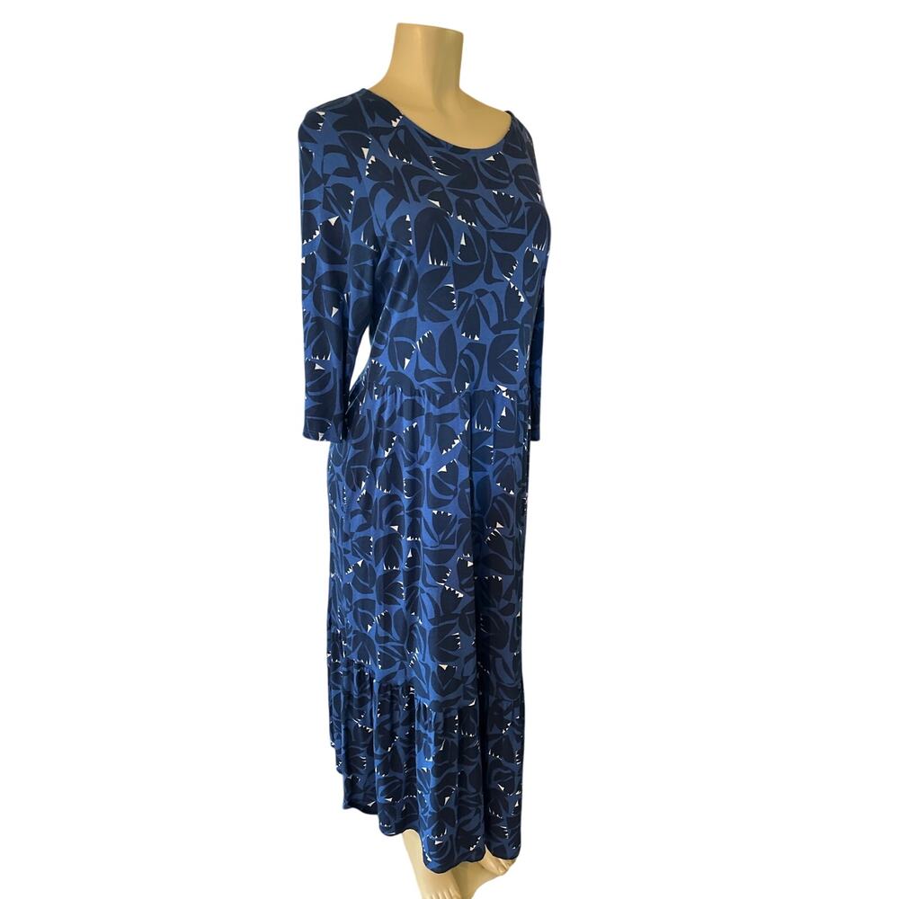 Women US-12 Seasalt Cornwall Tor View Jersey Dress Blue Floral Print Boat Neck